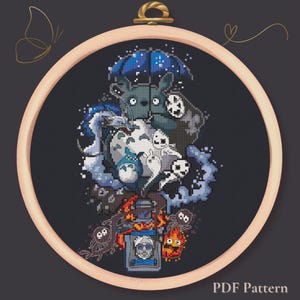 Geister in einer Flasche Kreuzstich PDF – Fantasie Rauch Stickerei – Verspieltes Kreaturen Design