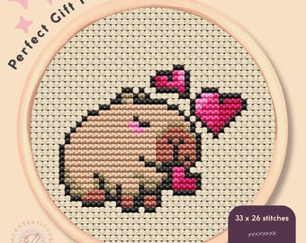 カピバラのクロスステッチ図案PDF - カピバラの刺繍 - すぐに