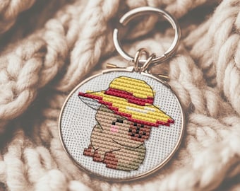 Straw Hat Capybara Cross Stitch PDF • Summer Animal Embroidery • Kawaii Minimal Design