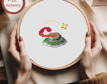 Letter C cross stitch Cross stitch initial UFO cross stitch Space cross stitch Monogram cross stitch pattern Boy cross stitch PDF instantly
