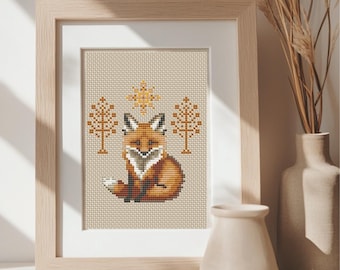 Cozy Winter Fox Embroidery PDF – Woodland Cross Stitch Pattern