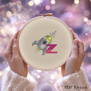Z Rocket Letter – Space Alien Monogram Cross Stitch Pattern