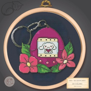 Kawaii Virtual Pet Embroidery PDF – Retro 90s Digital Embroidery