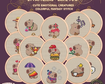 カピバラのクロスステッチ図案PDF - カピバラの刺繍 - すぐに
