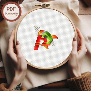 Patrón moderno en PDF para punto de cruz Regalo moderno para amigo Punto de cruz rápido Fuente para punto de cruz Punto de cruz inicial Punto de cruz de cohete Nave espacial