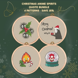 Weihnachtliche Anime-Geister Kreuzstich Set PDF • Fantasy Weihnachts-Stickerei Bundle