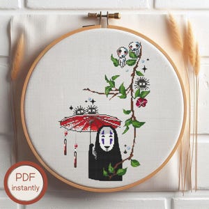 Miyazaki movie Chihiro Anime stitch pattern Ghibli characters Cross stitch sale Cartoon cross stitch Anime cross stitch DIY forest spirits