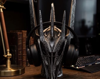 Supporto per cuffie Sauron / Decorazione da scrivania LOTR / Supporto per cuffie stampato in 3D / Accessori per sala giochi / Regalo a tema Il Signore degli Anelli per i giocatori