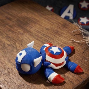 Top view of the Captain America tortoise shell with star-spangled design, a perfect Avengers Fan Gift and 3D Print Art piece.