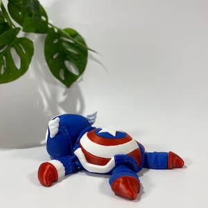 Captain America Inspired Turtle 3D Printed Figurine - Patriotic Superhero Tortoise - Gaming Room Decor - Avengers Fan Gift - Unique Desk Pet image 8
