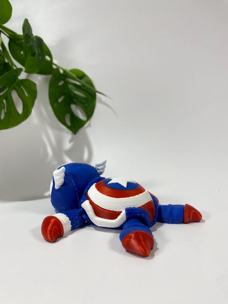 Captain America Inspired Turtle 3D Printed Figurine - Patriotic Superhero Tortoise - Gaming Room Decor - Avengers Fan Gift - Unique Desk Pet image 8