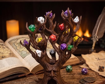 Ent Tree Dice Tower and Display Holder | D&D Dice Storage for RPG Gamers | Fantasy Desk Decor | Hand-Finished Tabletop Gaming Accessory