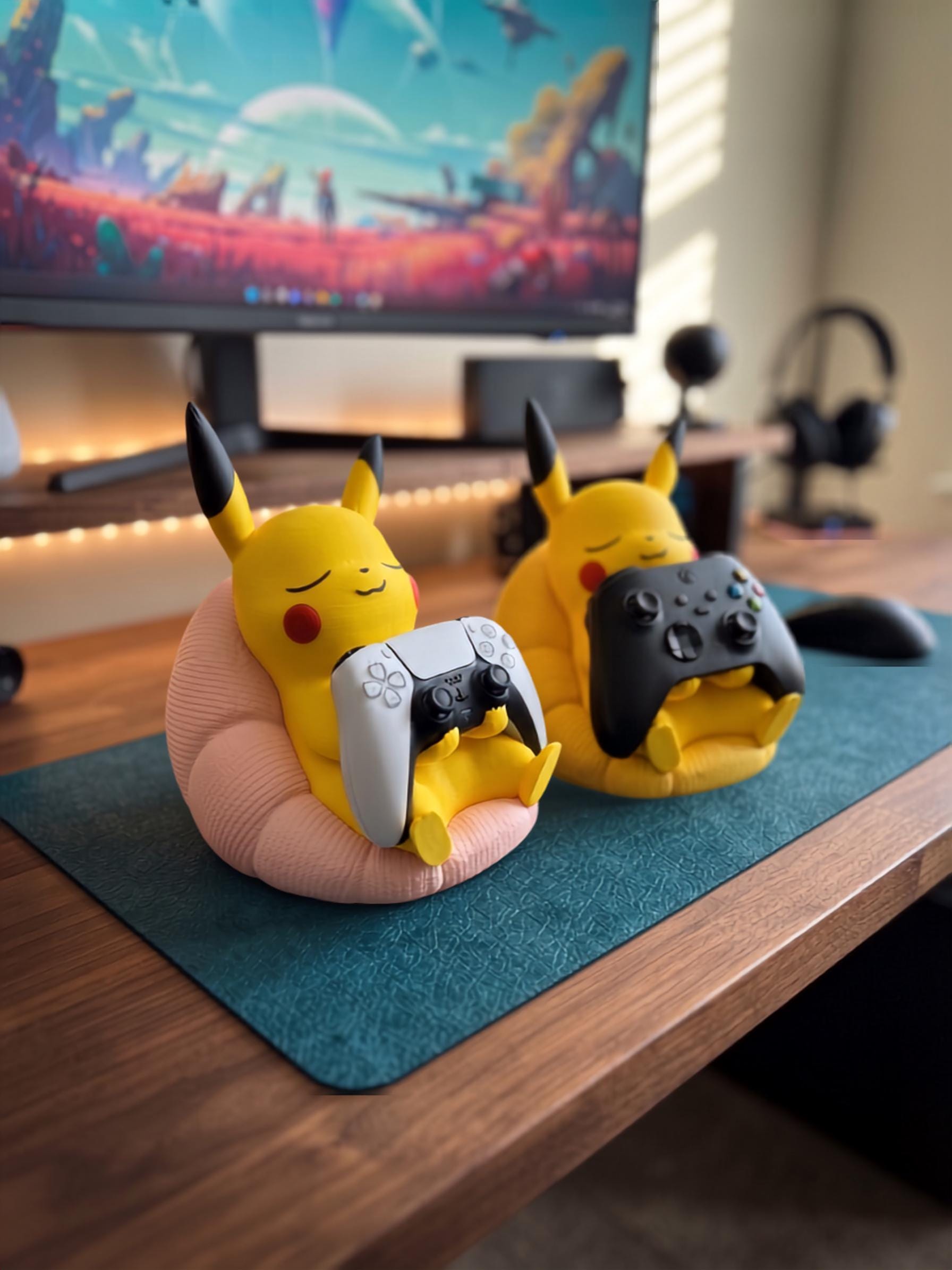 Pikachu Controller Holder | Gaming Setup Accessory | 3D Printed PLA Stand | PS5 and Xbox Controller Dock | Unique Gamer Gift | Desk Decor