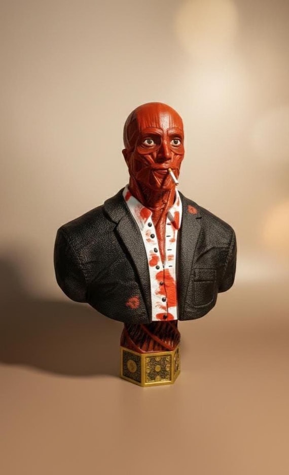 Uncle Frank Horror Bust - Hellraiser Inspired Anatomical Sculpture - Hand-Painted Cenobite Figurine - Creepy Gothic Home Decor & Fan Gift