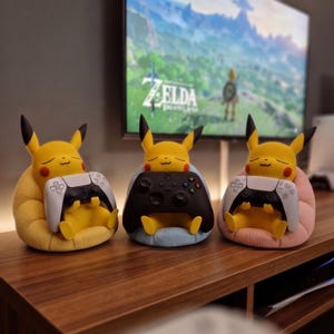 Support de manette Pikachu pour PS5 et Xbox | Accessoire de bureau gaming mignon | Cadeau gamer imprimé en 3D | Plusieurs couleurs disponibles, finition main