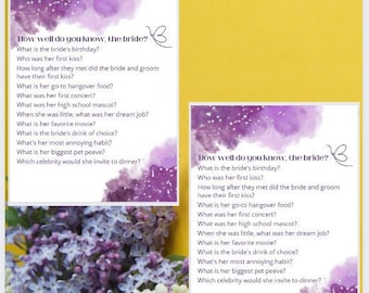 Wedding Game How Well Do You Know the Bride Game - Bilingual (Bachelorette)