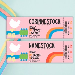 RETRO Woodstock inspired concert ticket invite