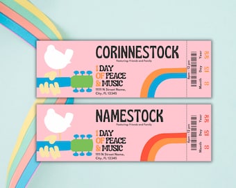 RETRO Woodstock inspired concert ticket invite