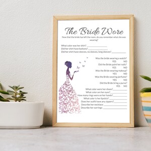 Wedding Bridal Shower Game: Bride Wore