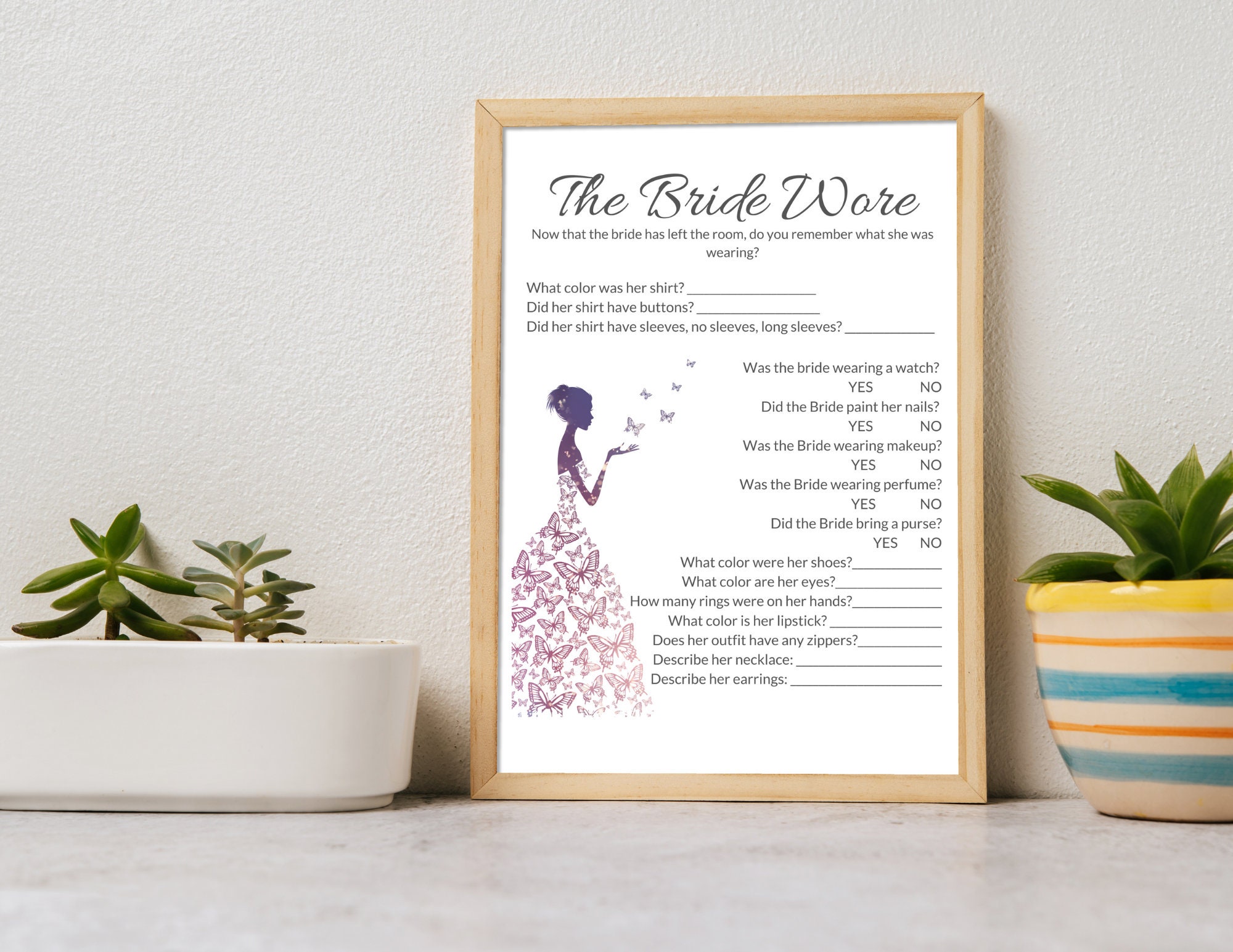 Wedding Bridal Shower Game: Bride Wore