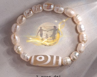 Dzi bracelet/magic bracelet/lucky charm/amulets/Tibet jewelry/2 eyes Dzi bead/talisman for starting a family