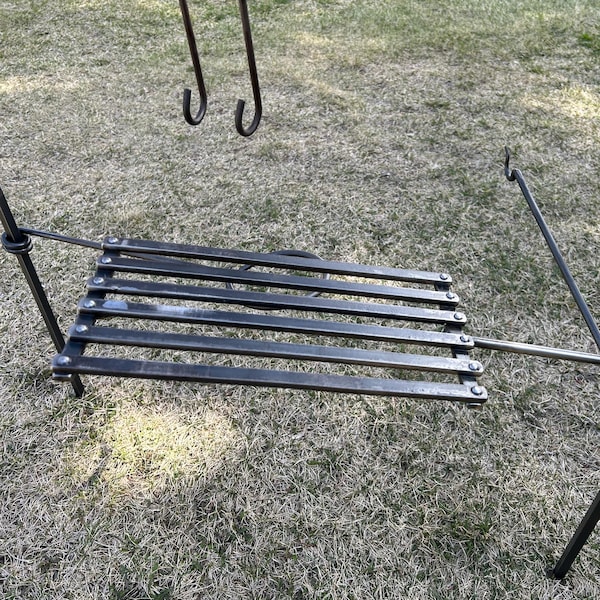 Blacksmith made, Adjustable Swing Arm Grill; Fits 1/2 inch square bar cookset