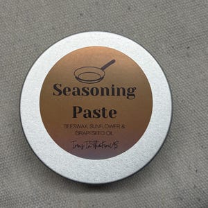 Cast Iron & Carbon Steel Seasoning Paste Kit - 3 oz Tin with Bamboo Brush and Canvas Bag