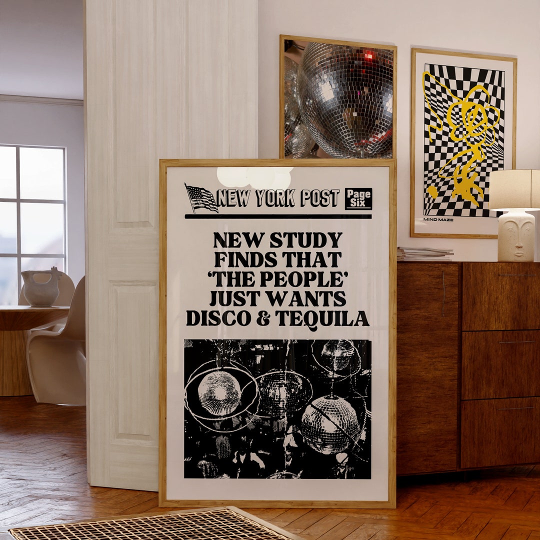 Trendy Retro People Just Wants Disco & Tequila Print Wall Art - Etsy