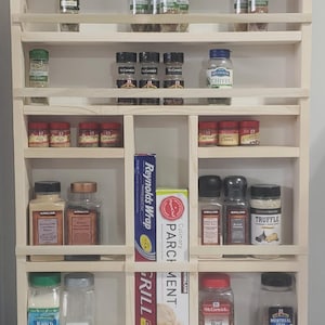 Full Door mounted spice rack, pantry door spice rack, door spice rack, back of door spice rack, pantry door storage, spice rack for door,