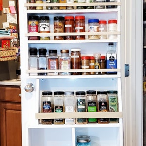 Spice rack for door, full door mounted storage, versatile door storage rack, door spice rack, linen door storage rack, pantry door storage