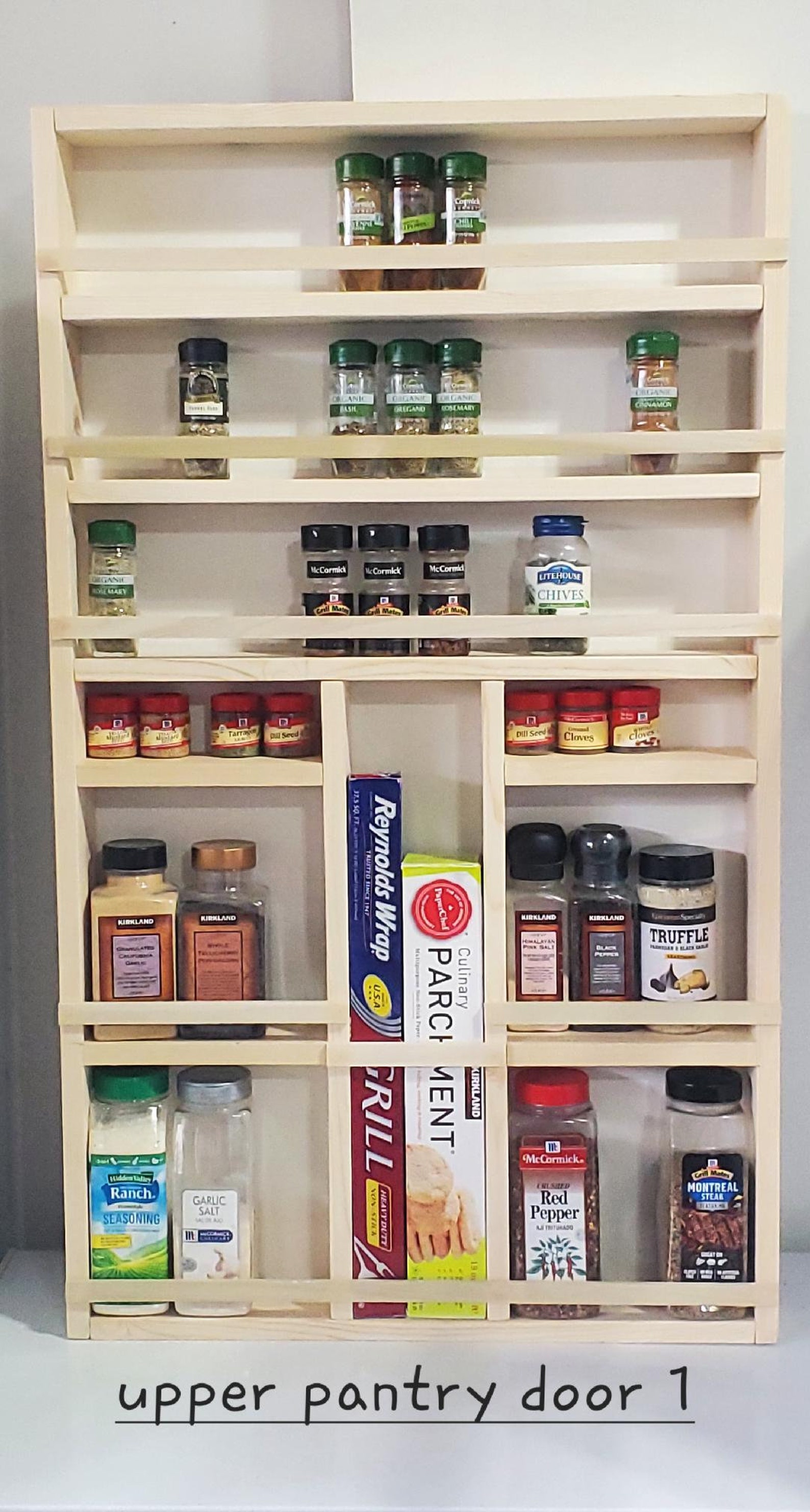 Full Door Mounted Spice Rack, Pantry Door Spice Rack, Door Spice Rack