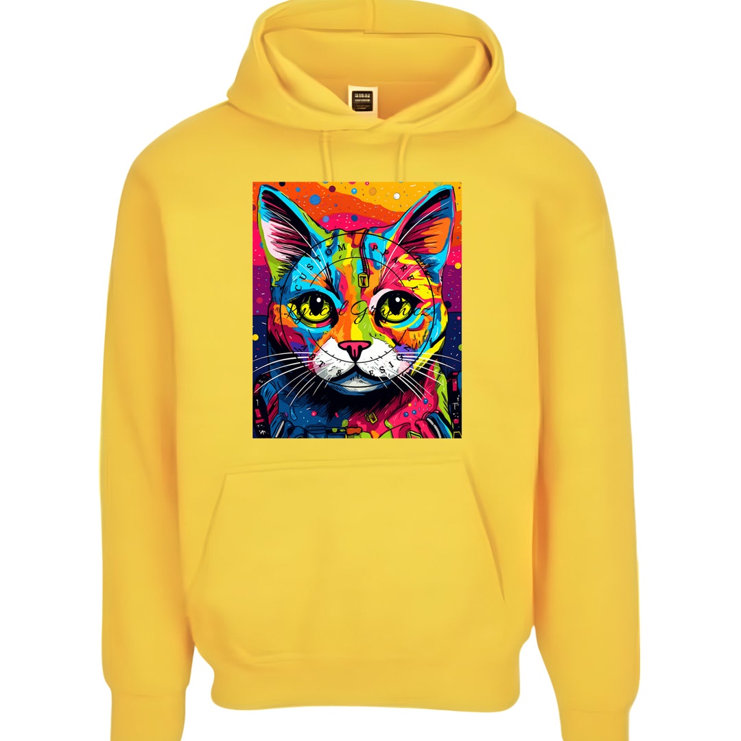 Softest Hoodies 2023 Unisex Aigenerated Colorful Cat DTF Etsy