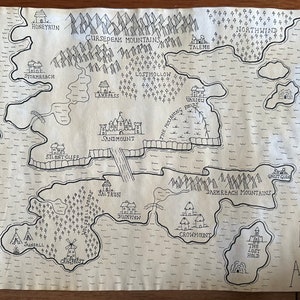 Carte de campagne dessinée à la main de Donjons et Dragons