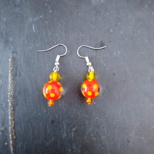 Lampwork glass bead earrings.