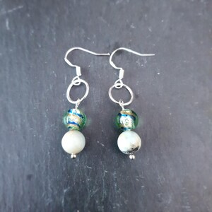 Lampwork glass bead earrings.