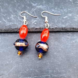 Lampwork glass bead earrings.
