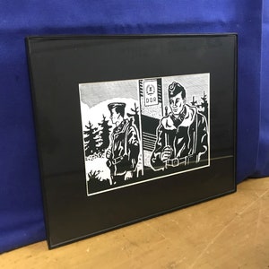 Framed East German NVA Grenztruppen / Border guard vintage style print DDR