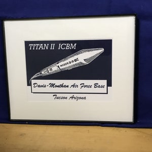 Framed Titan 2 ICBM print, Davis Monthan Air Force Base