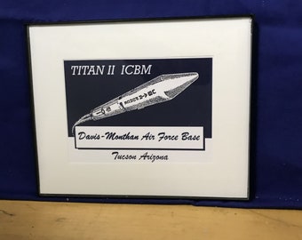 Framed Titan 2 ICBM print, Davis Monthan Air Force Base