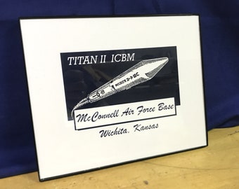 Framed Titan 2 ICBM print, McConnell  Air Force Base, Wichita, Kansas