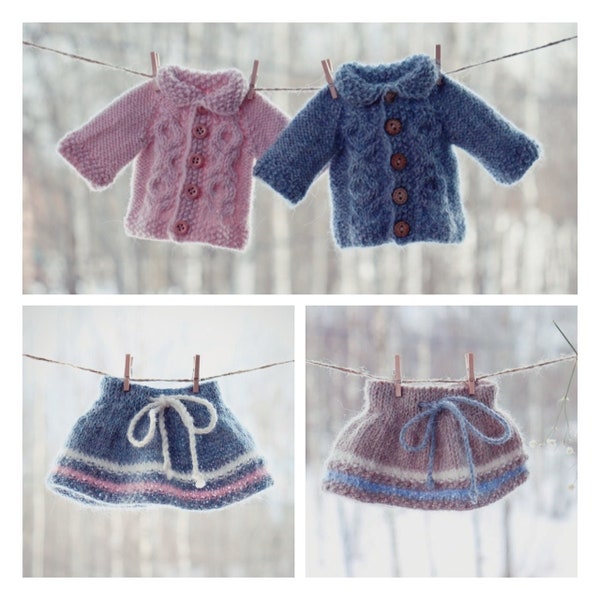 Doll clothes knitting patterns, Knit outfit for a doll or toy.