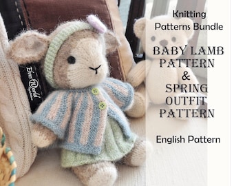 Breipatroon babylam met outfit – gestreept jasje en rok. Bundel met patronen.