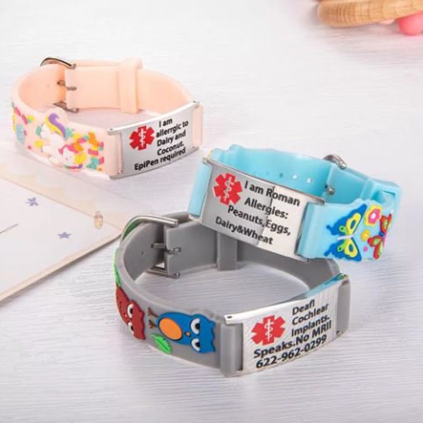 Kid ID bracelet medical alert bracelet adjustable allergy id alert diabetes ID customized autism bracelet ID alert epilepsy alert