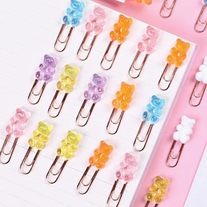 Candy Color Bear paperclips journaling gift for stationary office supply cute candy color bear metal rose gold paper clip school bookmark
