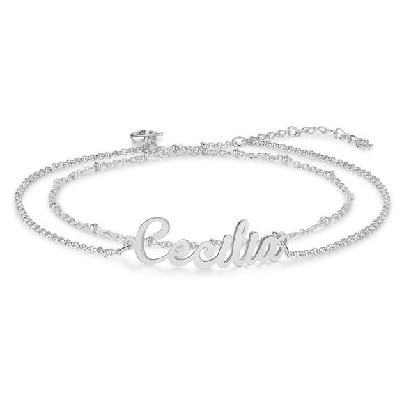 Personalized Name Anklet | Sweet 16 gift | Best Friend Gift | New mom gift | Chain anklet bracelet| Double Strand Anklet | Bridesmaids gift