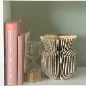Book Page Vase/Upcycled Book Art/Bookshelf Art/ 3D Book Art / Book Sculpture / Folded Book / Recycled Book /One of a Kind Book-Lover Gift