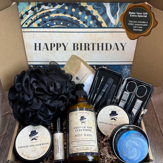 Birthday Gift for Him, Men's Birthday Gifts, Men's Gift Ideas, Gift Box for Husband, Vetiver Teakwood Men's Birthday Gift Box