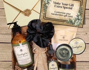 Caja de regalo de spa de eucalipto, set de baño natural, regalo de cumpleaños para ella