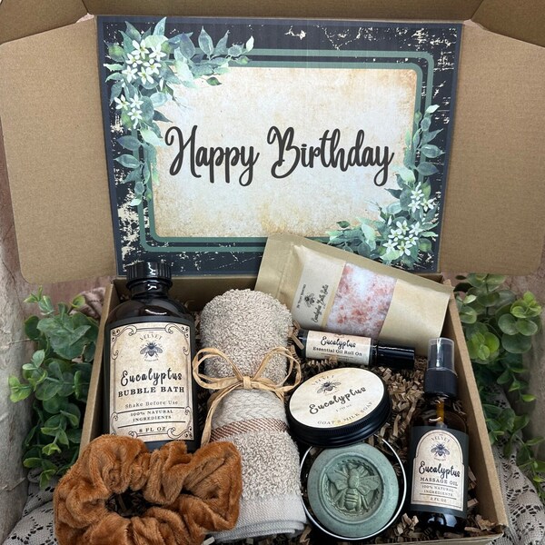 Birthday Day Gift, Eucalyptus Gift Box, Mom's Gift basket, Gift for Mom, Gift for Her Birthday, Self Care Gift Box