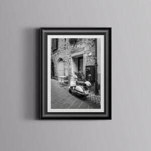 Roma 44 Vesper Italian retro motorbike | wall art | classic Italian motorbike | travel photography | digital print | Black & White
